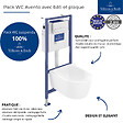 VILLEROY ET BOCH - Pack WC sans bride  Avento + Bâti support + abattant frein de chute + plaque chromée  + Tabouret bois - vignette