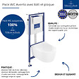 VILLEROY ET BOCH - Pack WC sans bride  Avento + Bâti support + abattant frein de chute + plaque chromée mat  + Tabouret blanc - vignette