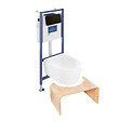 VILLEROY ET BOCH - Pack WC sans bride  Avento + Bâti support + abattant frein de chute + plaque noir mat  + Tabouret bois - vignette
