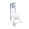 VILLEROY ET BOCH - Pack WC sans bride  Architectura abattant + bâti-support sol et mur + plaque chromée mat  + Tabouret blanc - vignette
