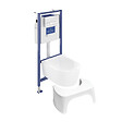 VILLEROY ET BOCH - Pack WC sans bride  Avento + Bâti support + abattant frein de chute + plaque chromée  + Tabouret blanc - vignette