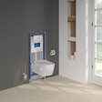 VILLEROY ET BOCH - Pack WC sans bride  Avento + Bâti support + abattant frein de chute + plaque chromée  + Tabouret blanc - vignette
