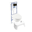 VILLEROY ET BOCH - Pack WC sans bride  Architectura abattant + bâti-support sol et mur + plaque noir mat  + Tabouret blanc - vignette
