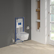 VILLEROY ET BOCH - Pack WC sans bride  Avento + Bâti support + abattant frein de chute + plaque chromée mat  + Tabouret bois - vignette