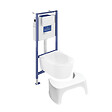 VILLEROY ET BOCH - Pack WC sans bride  Avento + Bâti support + abattant frein de chute + plaque blanche  + Tabouret blanc - vignette