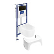 VILLEROY ET BOCH - Pack WC sans bride  Avento + Bâti support + abattant frein de chute + plaque noir mat  + Tabouret blanc - vignette