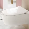 VILLEROY ET BOCH - Pack WC sans bride  Avento + Bâti support + abattant frein de chute + plaque noir mat  + Tabouret blanc - vignette