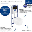 VILLEROY ET BOCH - Pack WC sans bride  Avento + Bâti support + abattant frein de chute + plaque noir mat  + Tabouret blanc - vignette