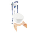 VILLEROY ET BOCH - Pack WC sans bride  Architectura abattant + bâti-support sol et mur + plaque blanche  + Tabouret bois - vignette