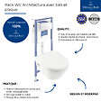 VILLEROY ET BOCH - Pack WC sans bride  Architectura abattant + bâti-support sol et mur + plaque blanche  + Tabouret bois - vignette
