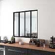 AICA SANITAIRE - Verière d'intérieur coulissante - L.1230xH.1080cm - verre trempé et transparant en 4mm - cadre et profilé noir mat - vignette