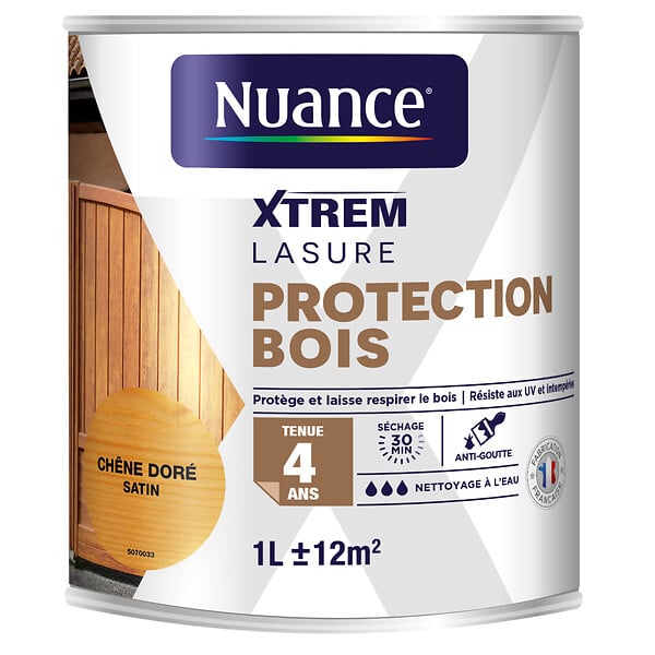 NUANCE - Lasure protection classique 4 ans chêne doré 1 L - large