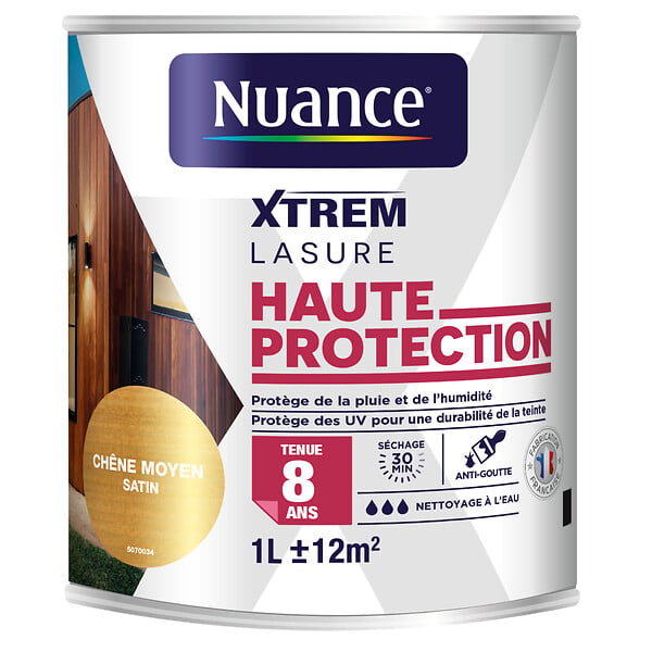NUANCE - Lasure haute protection 8 ans chêne moyen 1 L - large