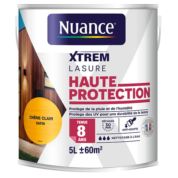 NUANCE - Lasure haute protection 8 ans chêne clair 5 L - large