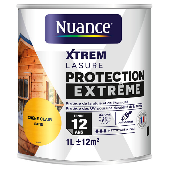 NUANCE - Lasure protection extrême 12 ans chêne clair 1 L - large