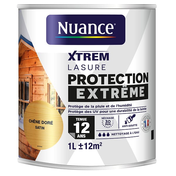 NUANCE - Lasure protection extrême 12 ans chêne doré 1 L - large
