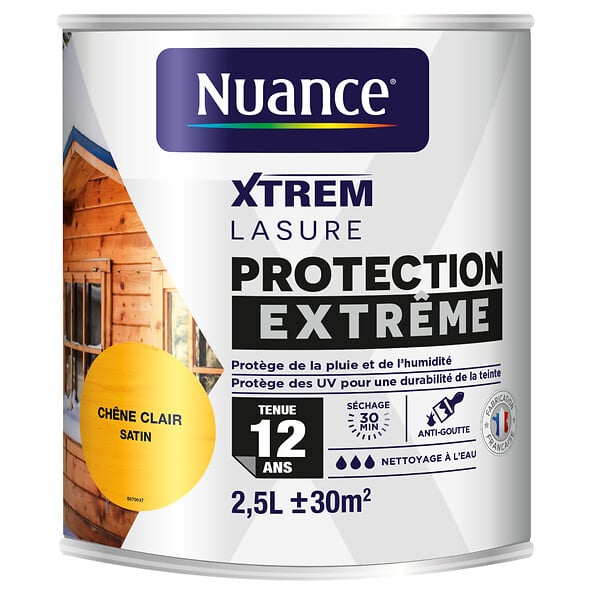 NUANCE - Lasure protection extrême 12 ans chêne clair 2,5 L - large