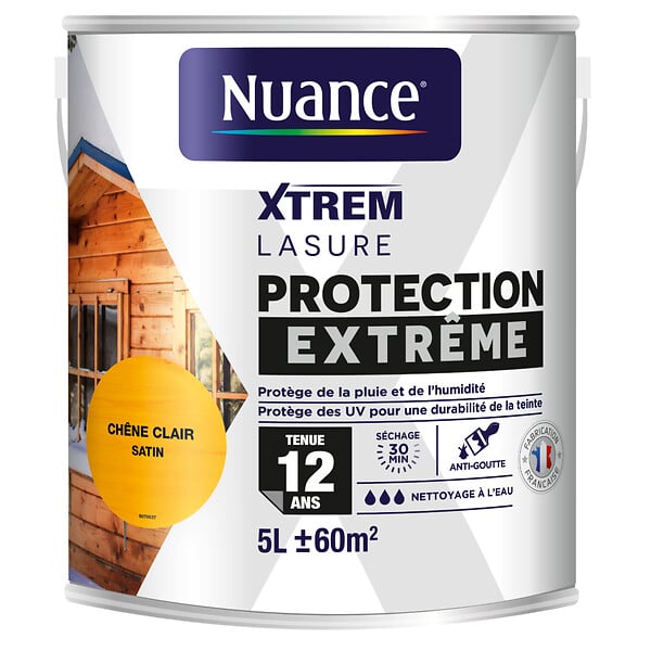NUANCE - Lasure protection extrême 12 ans chêne clair 5 L - large