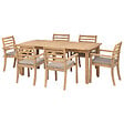 HAPPY GARDEN - Salon de jardin extensible 180/240cm PADAR en acacia 8 places - coussins sable - vignette