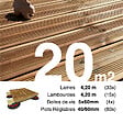 TERRASSEENBOIS - Kit complet terrasse Pin autoclave Marron pour 20 m², Lames 4,2 m, lambourdes 4,2 m, plots réglables et visserie Inox. - vignette