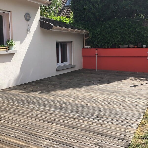 TERRASSEENBOIS - Planches de terrasse Pin autoclave Gris pour 40 m² • Longueur 5,1 m - large