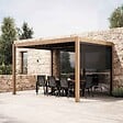 OVIALA - Pergola bioclimatique autoportée 3x4m et 1 store bois gris - Athenes - vignette