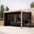OVIALA - Pergola bioclimatique autoportée 3x4m et 2 stores bois gris - Athenes - vignette