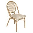 OVIALA - Chaise de terrasse style bistrot parisien en aluminium et rotin beige - Alma - vignette