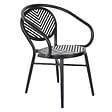 OVIALA - Chaise de terrasse style bistrot parisien en aluminium et rotin noir - Villiers - vignette