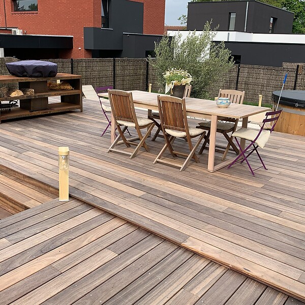 TERRASSEENBOIS - Kit terrasse bois exotique PADOUK pour 10 m², Lames 2,15 m, lambourdes 2,15 m et visserie Inox. - large
