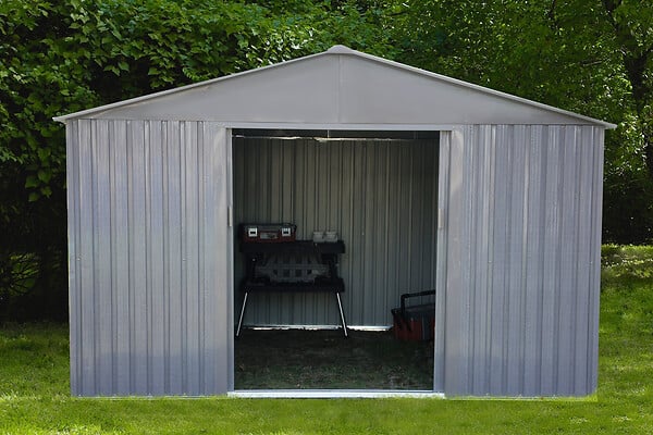 CHALET & JARDIN - Abri de jardin métal SU 9,05m² - Gris - L.321xH.205xP.301cm - large