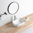 STANO - Vasque à poser rectangulaire en céramique CUARTO 3 coloris 45.5 x 32.5 cm Blanc liseré noir - vignette