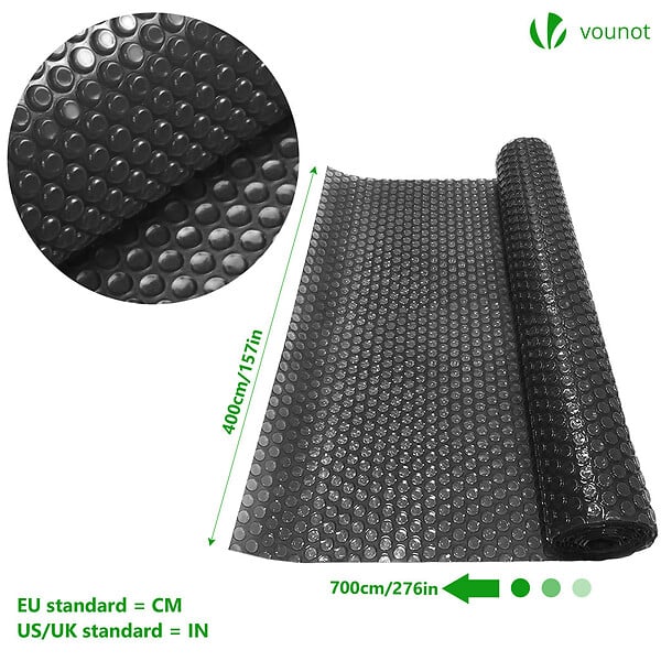 VOUNOT - Bache a bulle piscine 120 microns rectangulaire decoupable 700x400cm noir - large