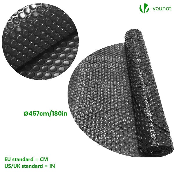 VOUNOT - Bache a bulle piscine 120 microns ronde decoupable Ø457cm noir - large