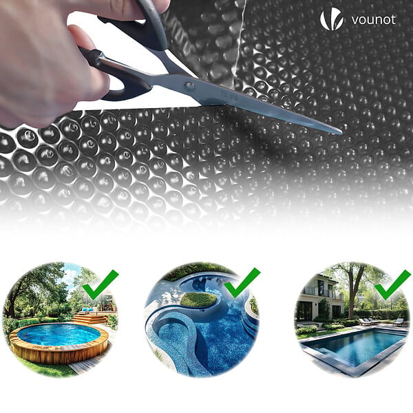 VOUNOT - Bache a bulle piscine 120 microns ronde decoupable Ø457cm noir - large