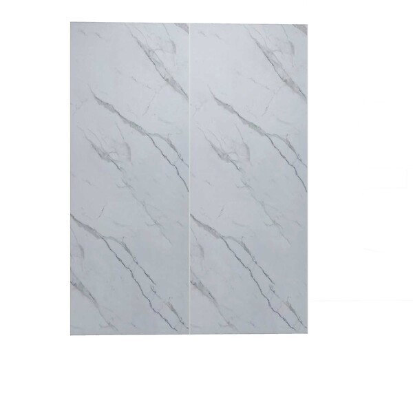 AICA SANITAIRE - Panneau mural de douche marbre blanc 80x210cm+80x210cm avec 1 profilé - large