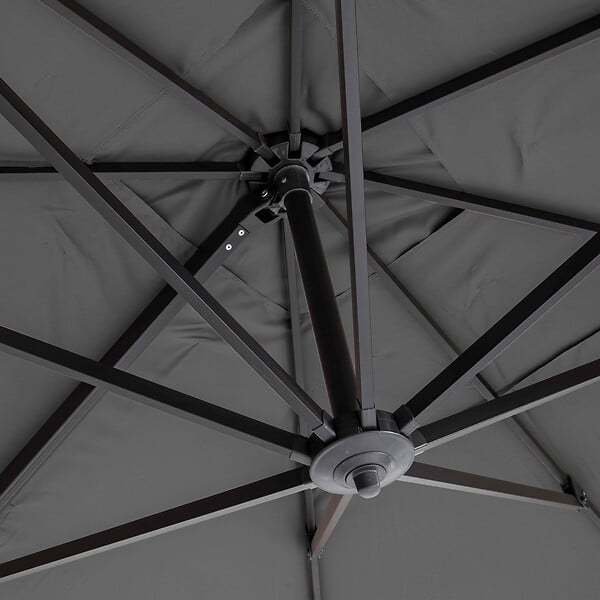 OVIALA - Parasol Déporté 3x4m Inclinable Rotatif + 4 Dalles Lestées anthracite  - Caserta - large