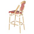 OVIALA - Chaise haute de jardin en alumunium et rotin synthétique blanc + rouge - Belleville - vignette