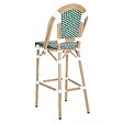 OVIALA - Chaise haute de jardin en alumunium et rotin synthétique blanc et vert - Belleville - vignette