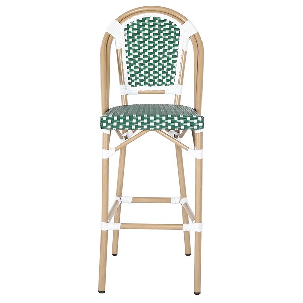 OVIALA - Chaise haute de jardin en alumunium et rotin synthétique blanc et vert - Belleville - large