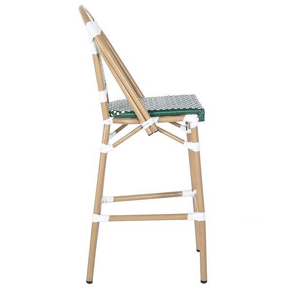 OVIALA - Chaise haute de jardin en alumunium et rotin synthétique blanc et vert - Belleville - large