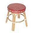 OVIALA - Tabouret de jardin en aluminium et rotin synthétique blanc et rouge - Belleville - vignette