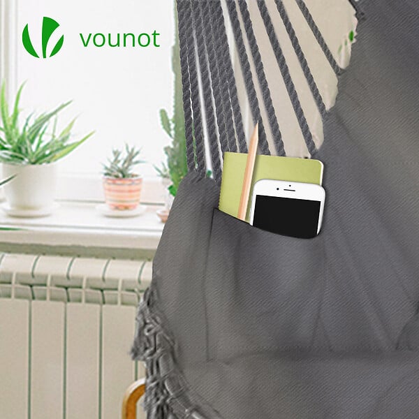 VOUNOT - Chaise suspendue hamac avec 2 oreillers Gris - large
