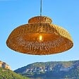 LUMISKY - Suspension Extérieure Rotin Beige D80cm Câble 5m - vignette