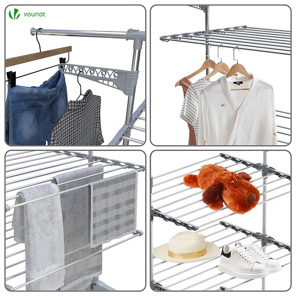 VOUNOT - Sechoir a linge etendoir pliable ailes pliables 3 niveaux - large