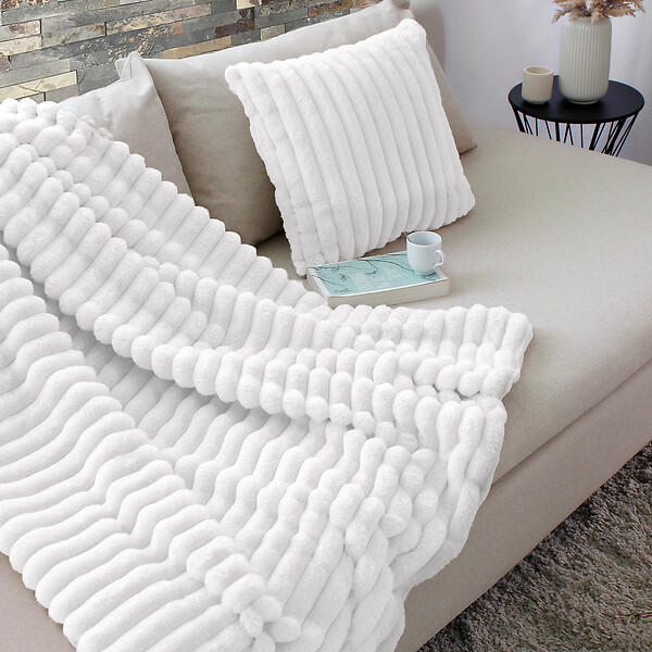 C MA DECO - Coussin effet fourrure Matisse - Blanc - 40x40cm - large