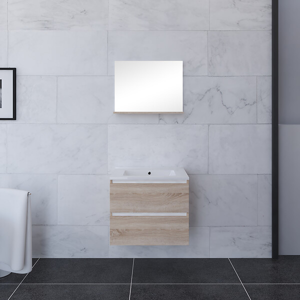 Ensemble meuble de salle de bain ALLY et miroir simple - large