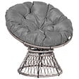 OUTSUNNY - Fauteuil rond de jardin fauteuil papasan pivotant grand confort Ø 97 x 86H cm grand coussin fourni polyester résine tressée gris - vignette