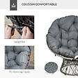 OUTSUNNY - Fauteuil rond de jardin fauteuil papasan pivotant grand confort Ø 97 x 86H cm grand coussin fourni polyester résine tressée gris - vignette
