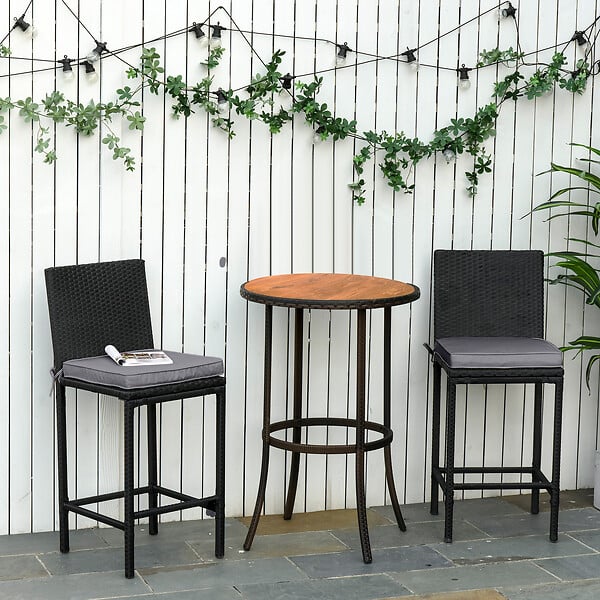 OUTSUNNY - Lot de 2 coussins d'assise carrés chaises fauteuils tabourets - coussins déhoussables zippés avec cordons d'attache - dim. 45L x 45l cm ép. 5 cm - polyester gris - large